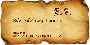 Rákóczy Henrik névjegykártya
