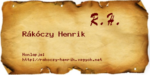Rákóczy Henrik névjegykártya